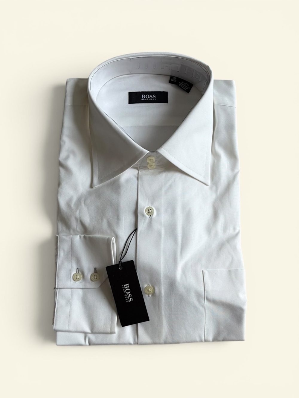 NWT Hugo Boss Stanx Slim Fit White Long Sleeve Dress Shirt Mens 16 34/35 Pocket